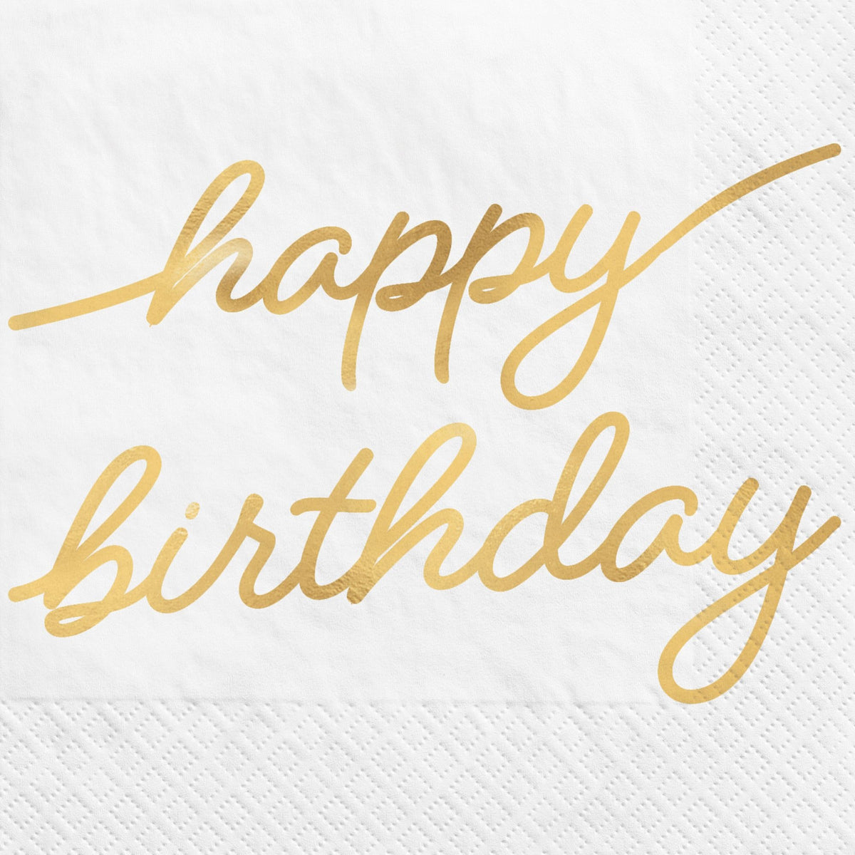 Golden Age Happy Birthday Beverage Napkins, Gold/White, 5-inch, 16-ct - Pack of 12