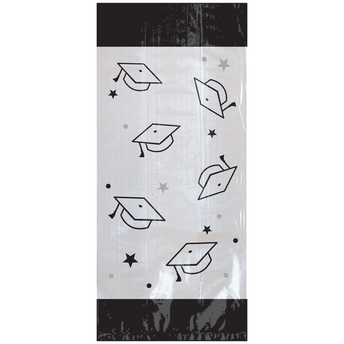 Graduation Cello Bags, Clear/Black, Grad Caps, 9.5-inch, 20-pk - Pack of 12