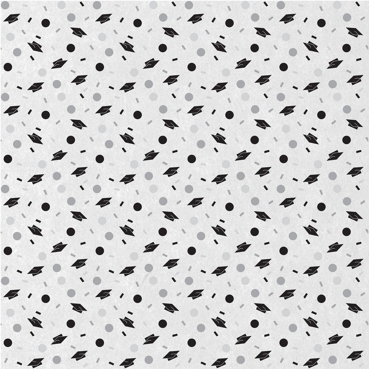 Printed Tissue Paper, Silver/Black/White, Grad Caps, 30-pk - Pack of 6