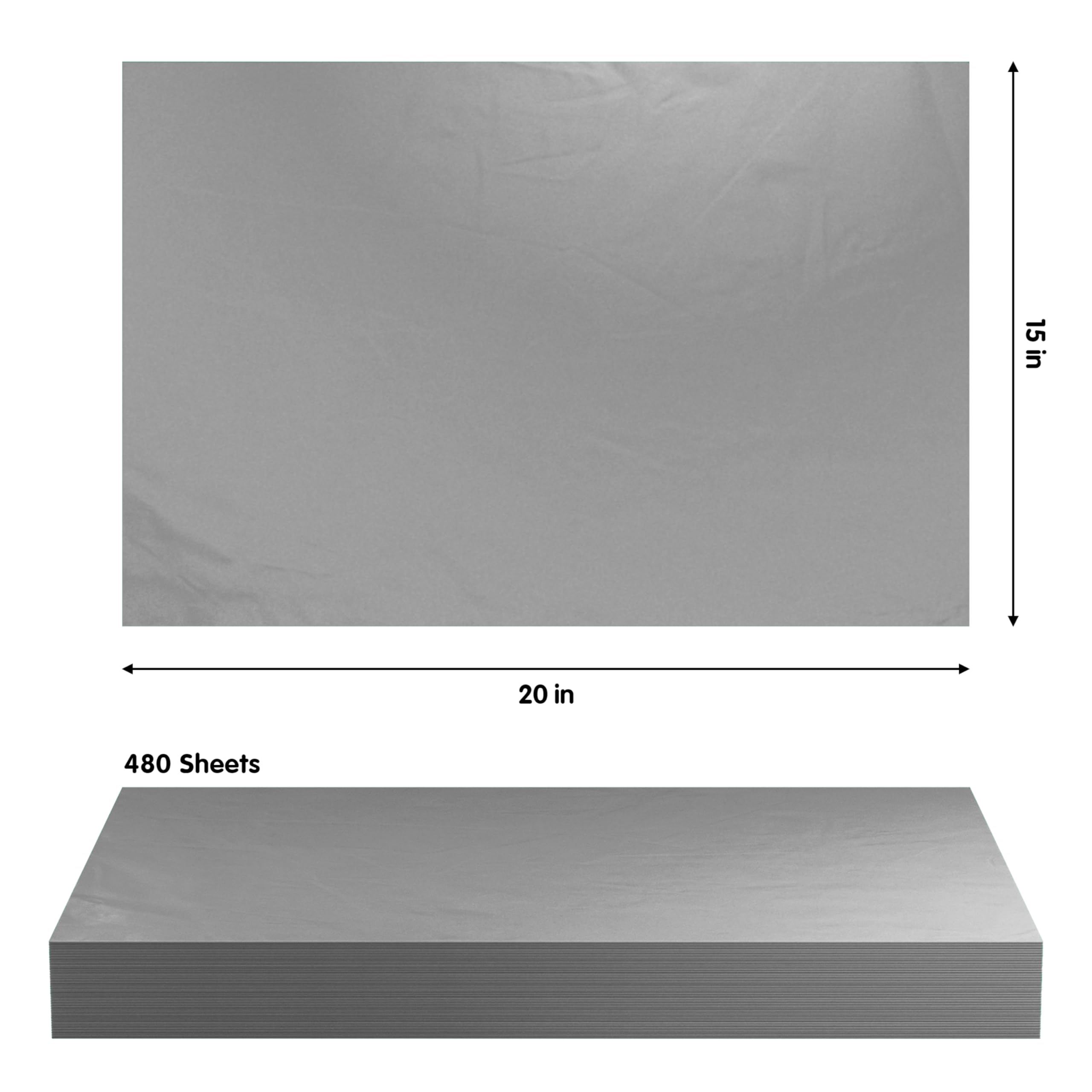 15 In. x 20 In. Gray Tissue Paper | 480 Sheets