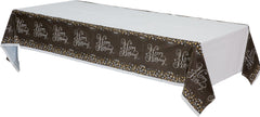 Sparkling Celebration Happy Birthday Plastic Table Cover, Black/Silver/Gold, 54x102 inch - Pack of 6