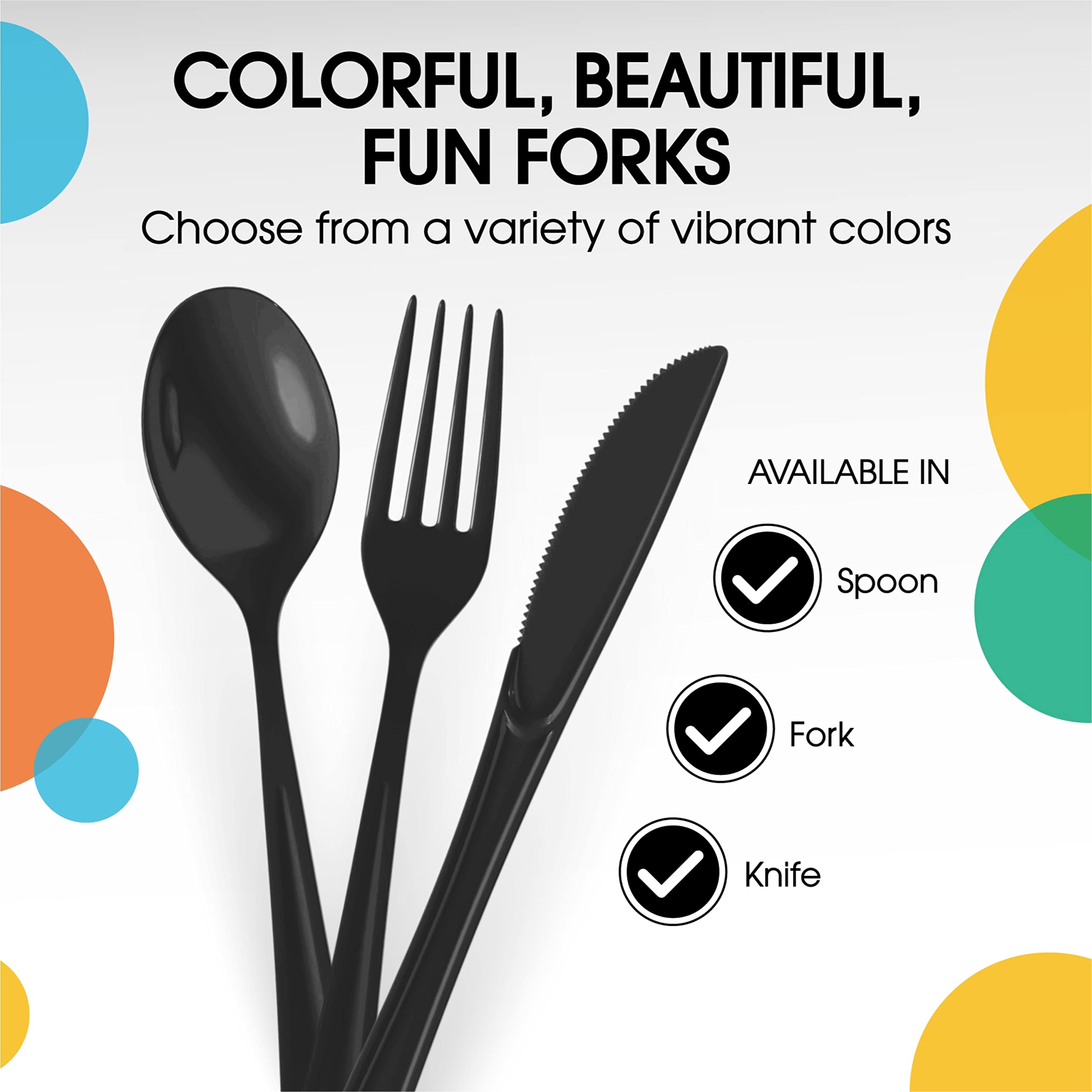 Heavy Duty Black Plastic Forks | 1200 Count