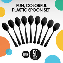 Heavy Duty Black Plastic Spoons | 1200 Count