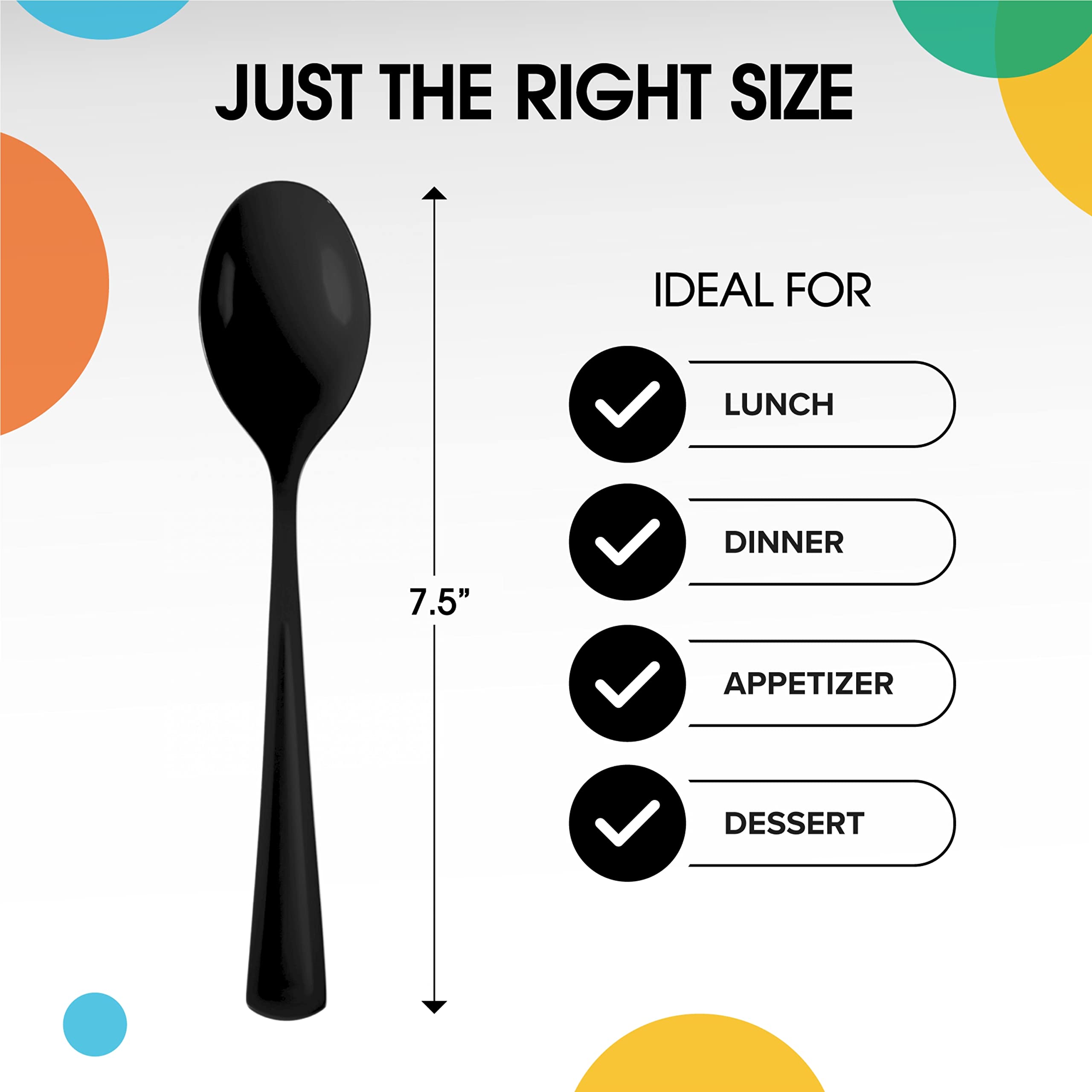 Heavy Duty Black Plastic Spoons | 1200 Count