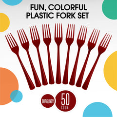 Heavy Duty Burgundy Plastic Forks | 100 Count