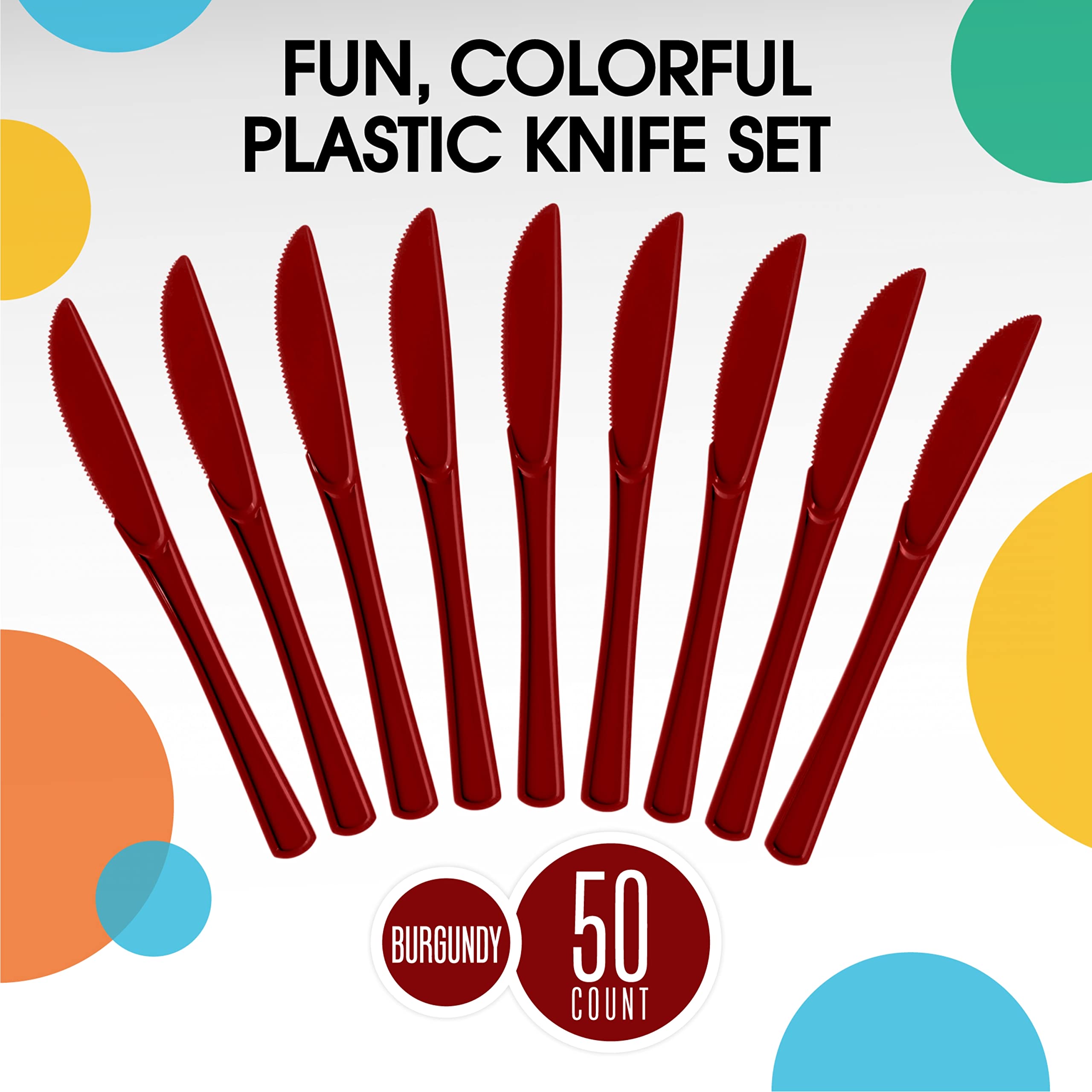 Heavy Duty Burgundy Plastic Knives | 1200 Count