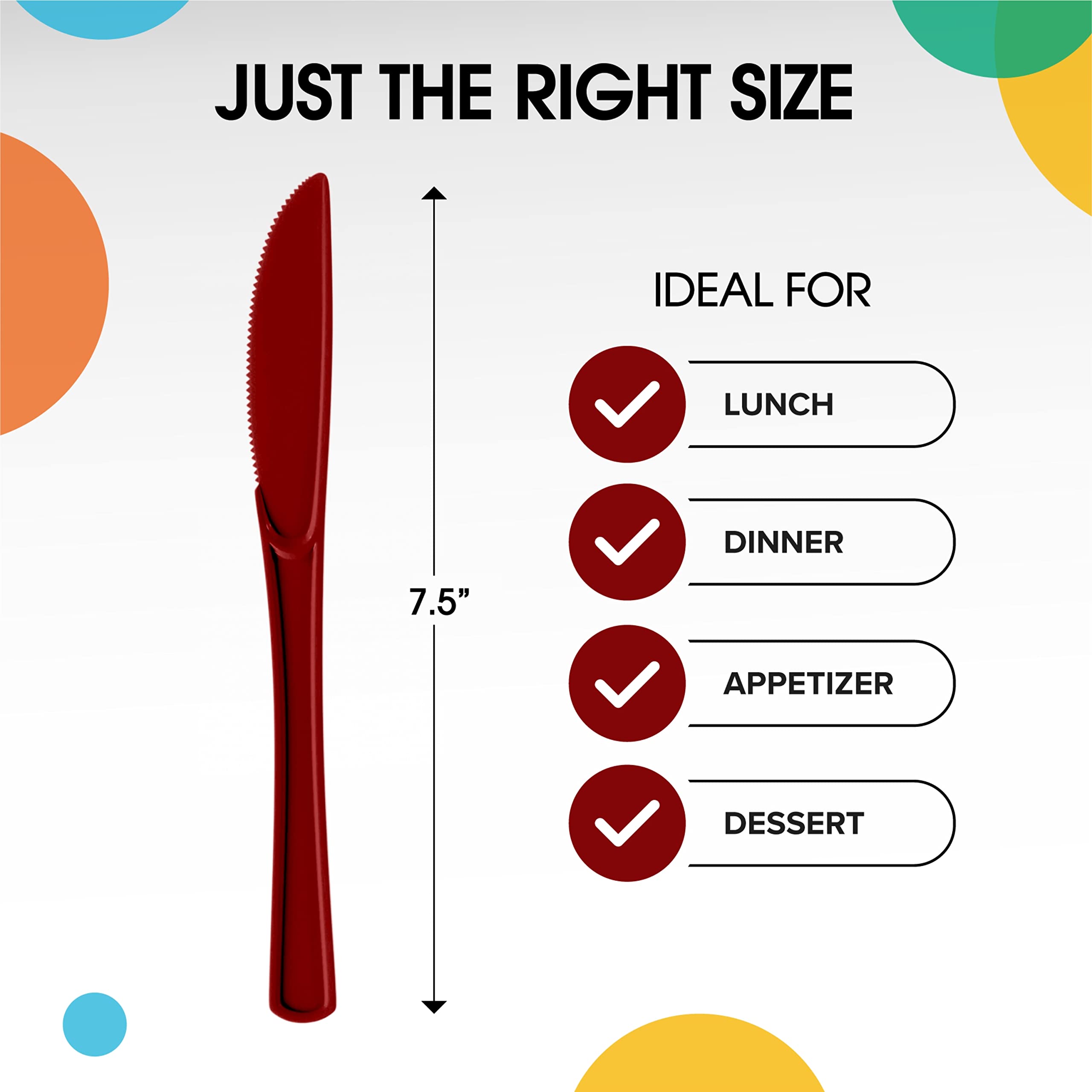 Heavy Duty Burgundy Plastic Knives | 1200 Count