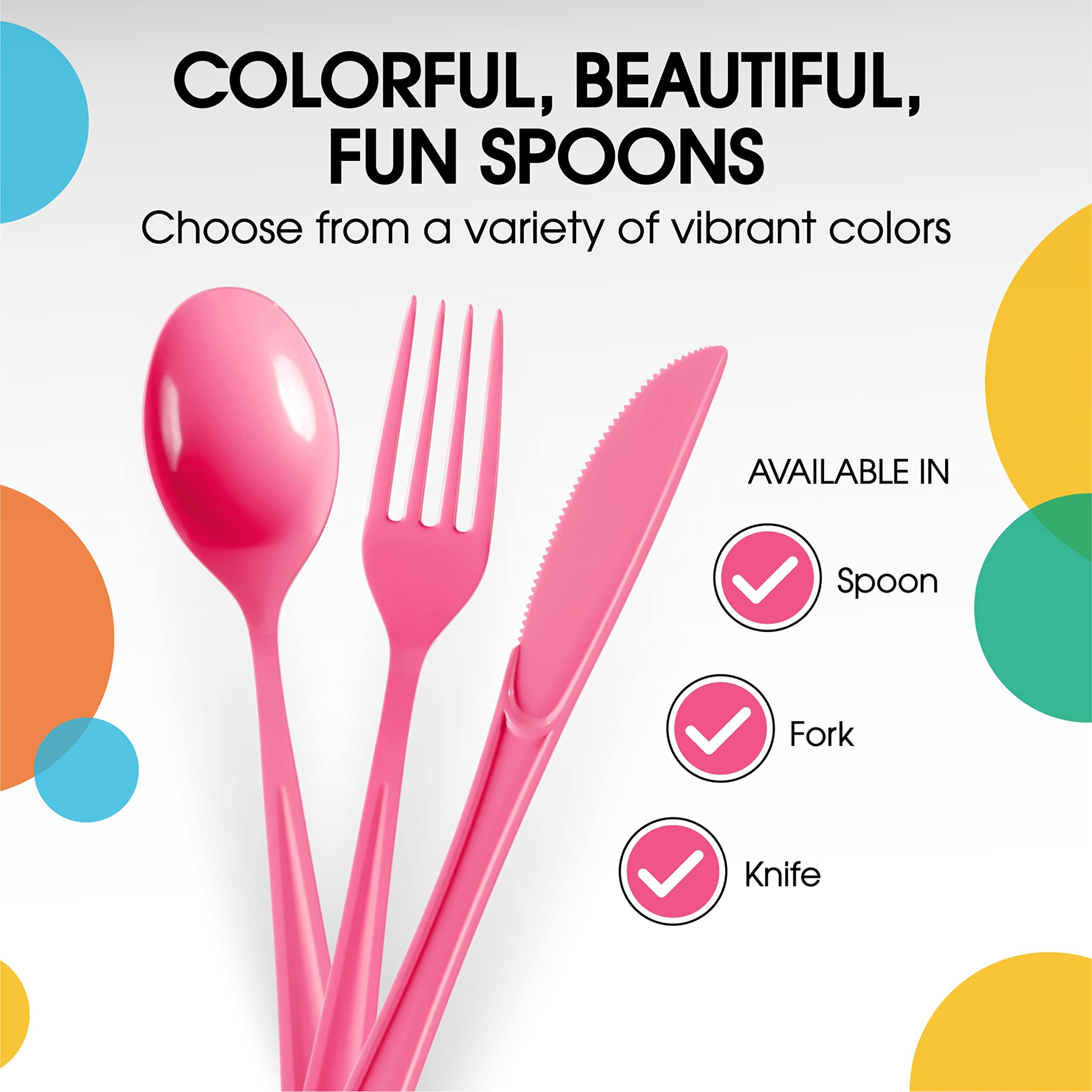 Heavy Duty Cerise Plastic Spoons | 1200 Count