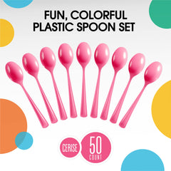 Heavy Duty Cerise Plastic Spoons | 1200 Count