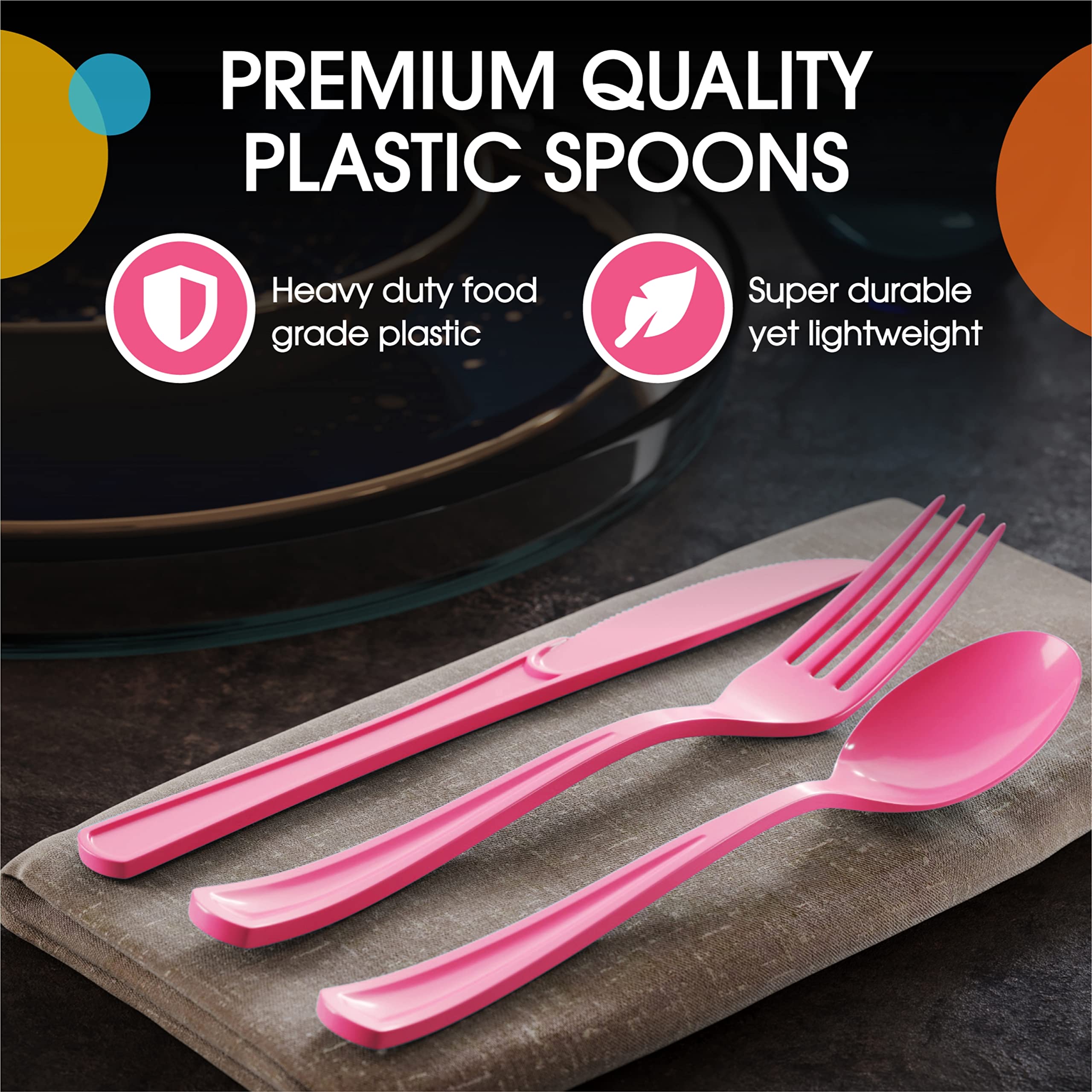 Heavy Duty Cerise Plastic Spoons | 1200 Count