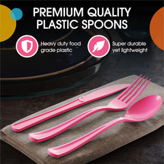 Heavy Duty Cerise Plastic Spoons | 100 Count