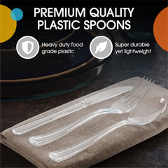 Heavy Duty Clear Plastic Spoons | 100 Count