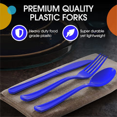 Heavy Duty Dark Blue Plastic Forks | 1200 Count