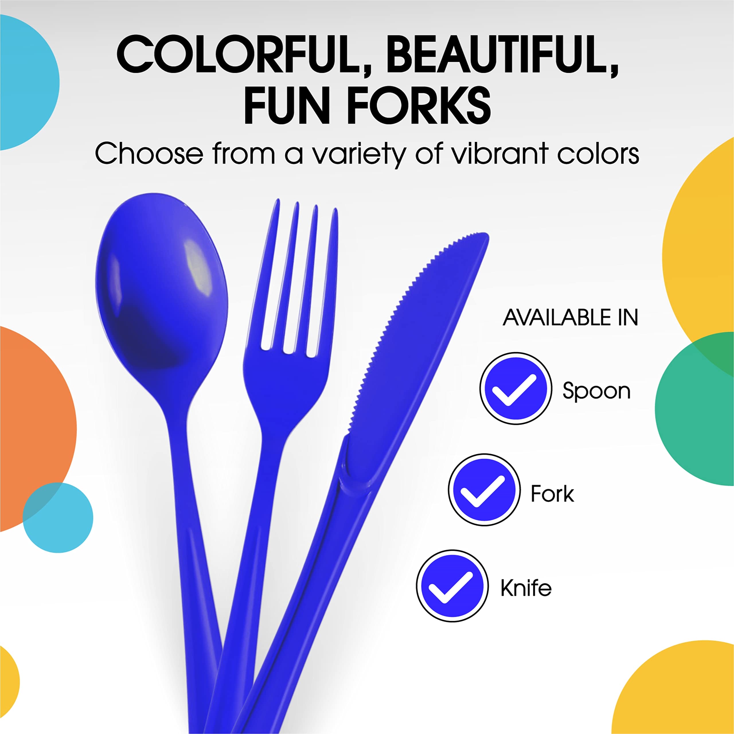 Heavy Duty Dark Blue Plastic Forks | 1200 Count