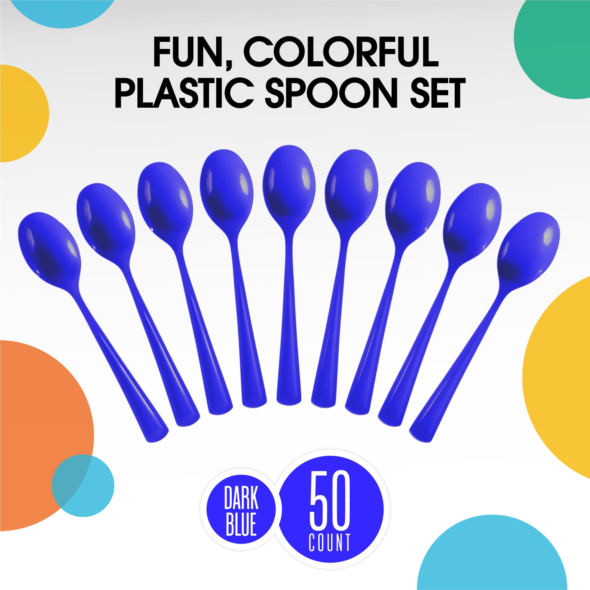 Heavy Duty Dark Blue Plastic Spoons | 100 Count