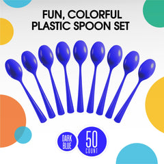 Heavy Duty Dark Blue Plastic Spoons | 1200 Count