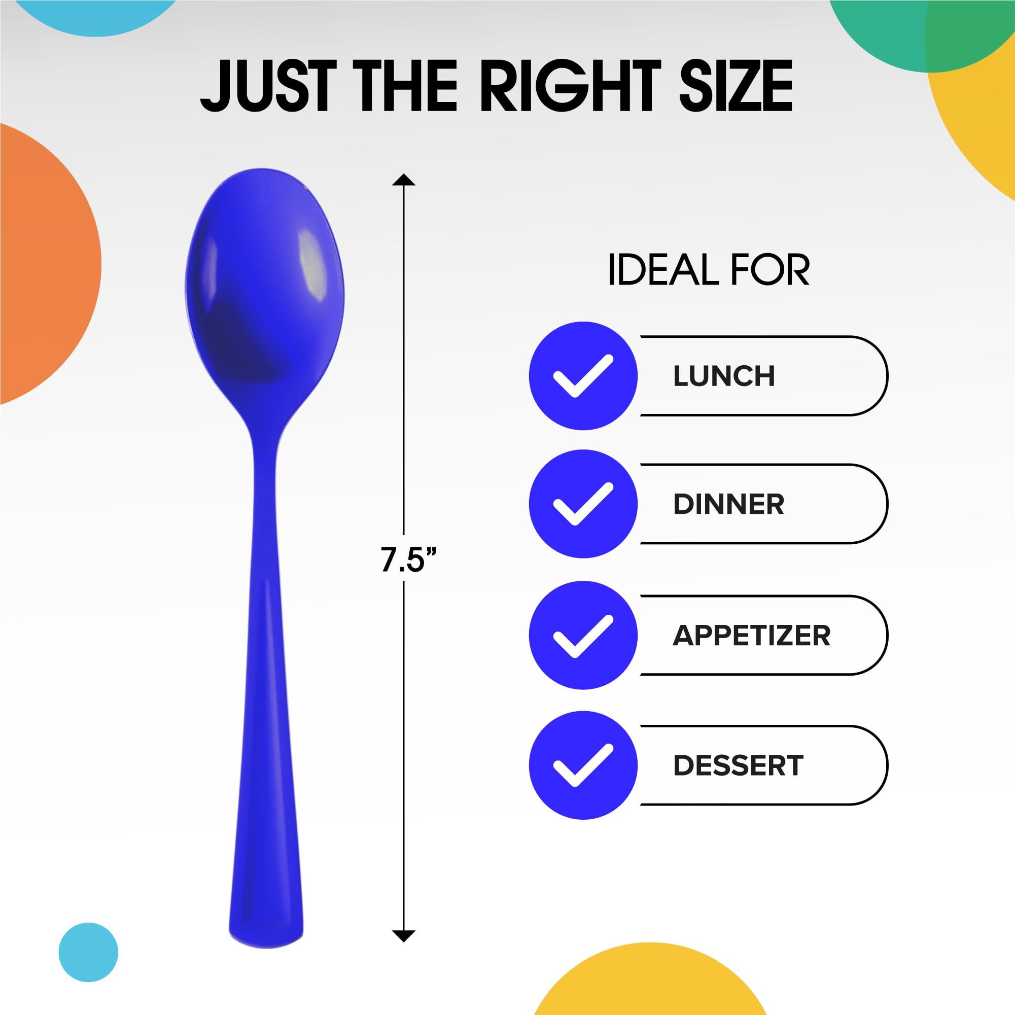 Heavy Duty Dark Blue Plastic Spoons | 1200 Count