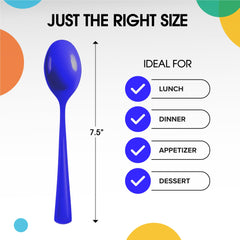 Heavy Duty Dark Blue Plastic Spoons | 1200 Count