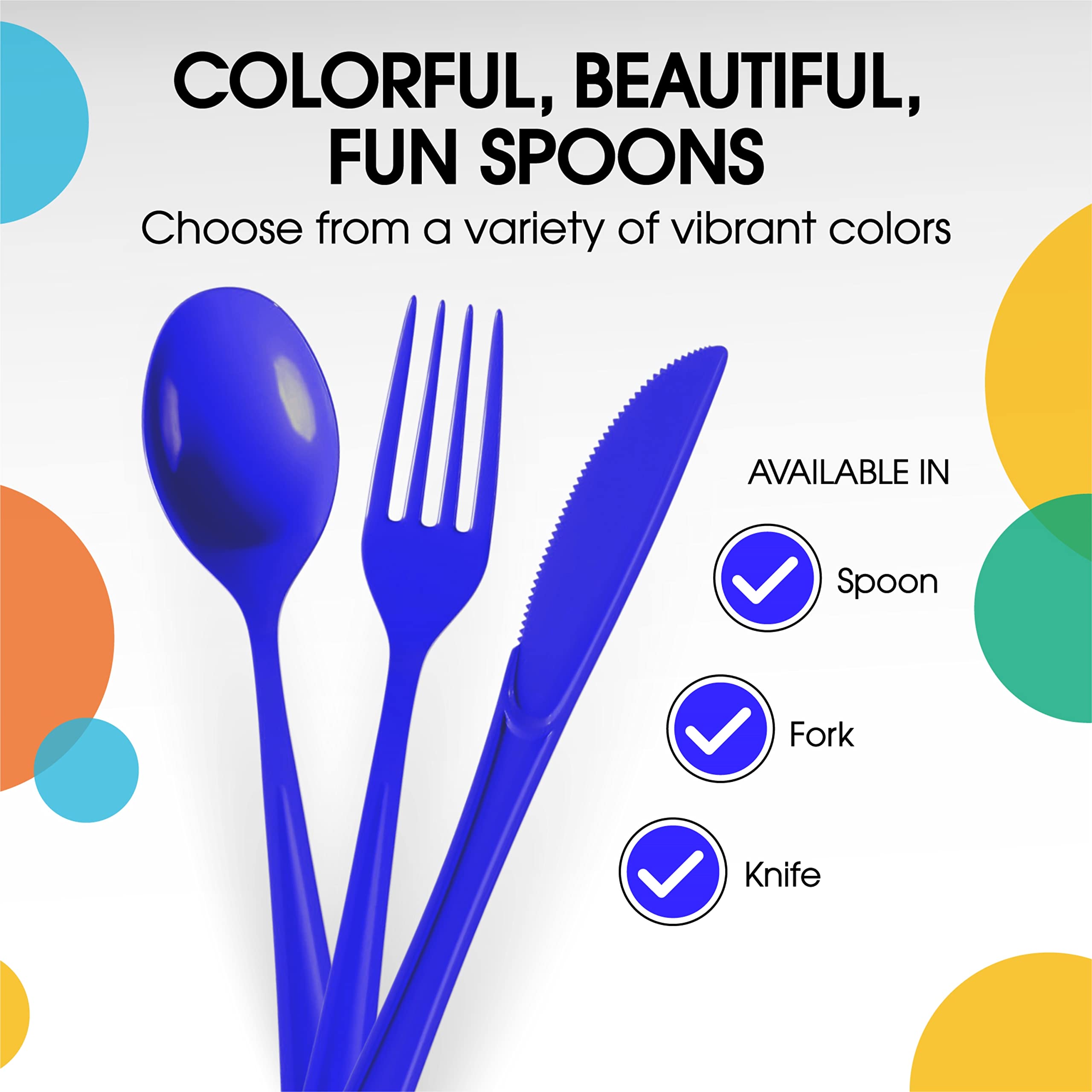 Heavy Duty Dark Blue Plastic Spoons | 1200 Count