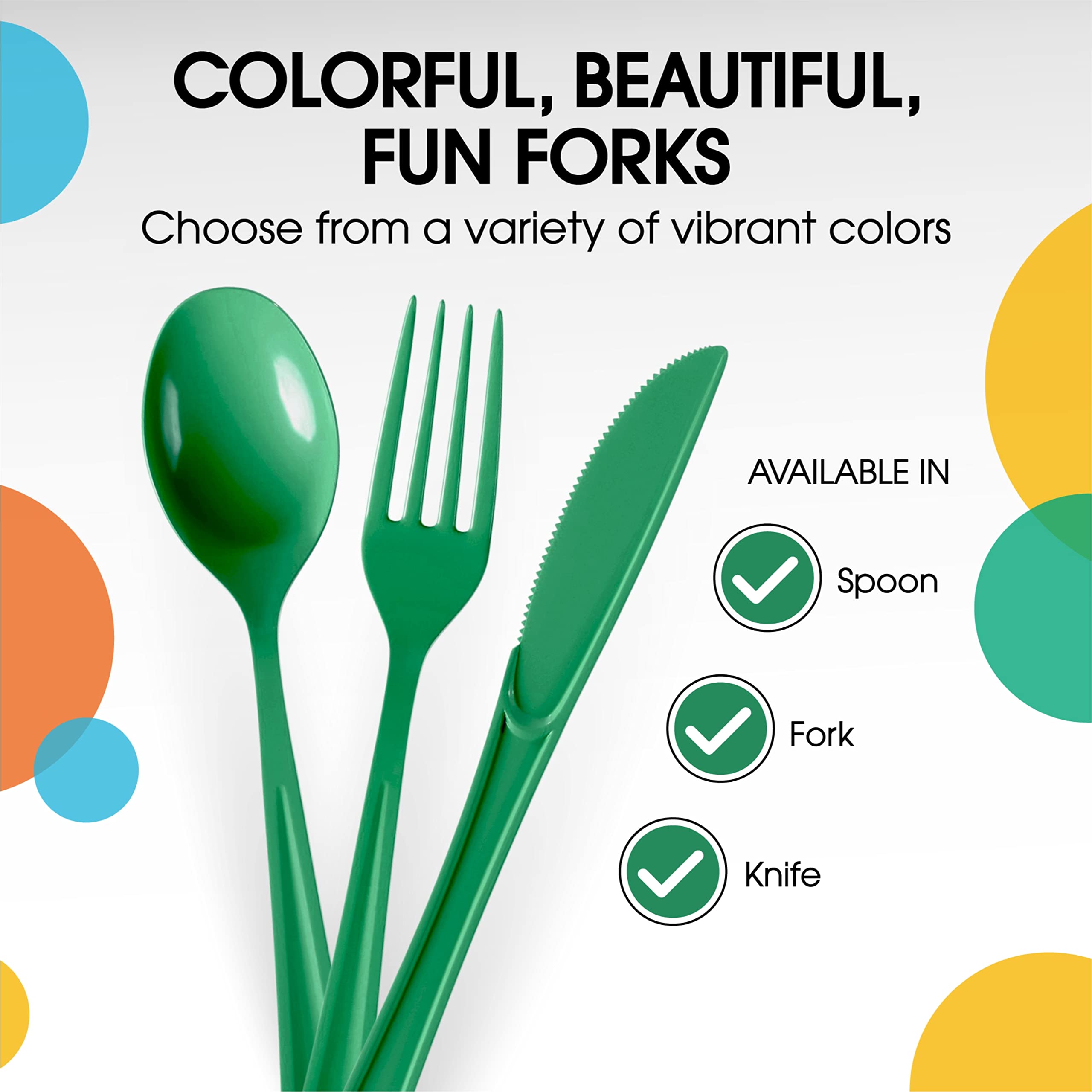 Heavy Duty Emerald Green Plastic Forks | 1200 Count