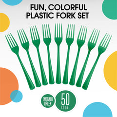 Heavy Duty Emerald Green Plastic Forks | 100 Count