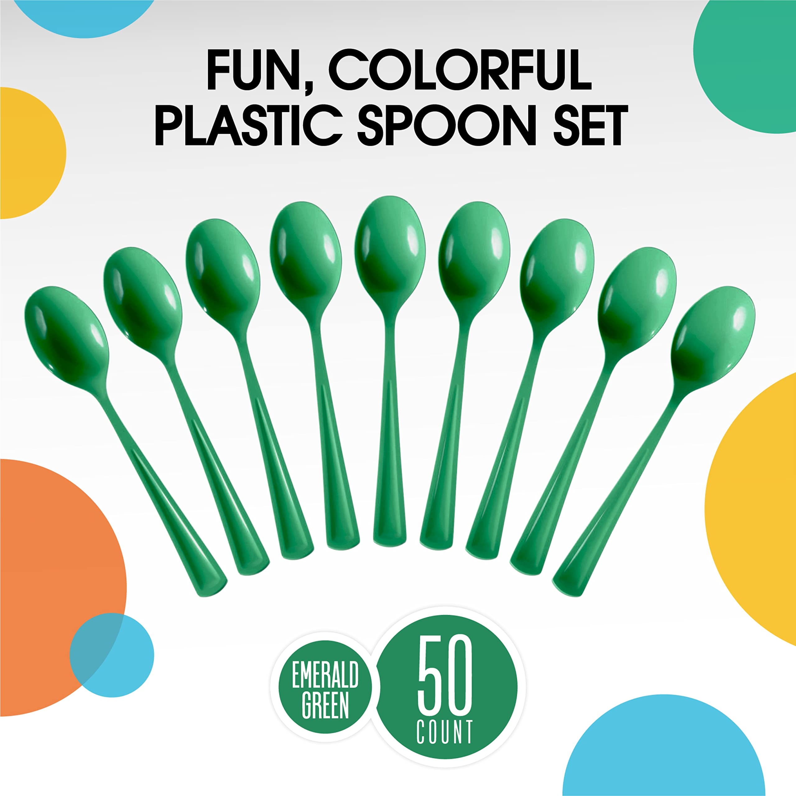 Heavy Duty Emerald Green Plastic Spoons | 1200 Count