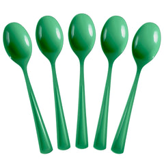 Heavy Duty Emerald Green Plastic Spoons | 1200 Count