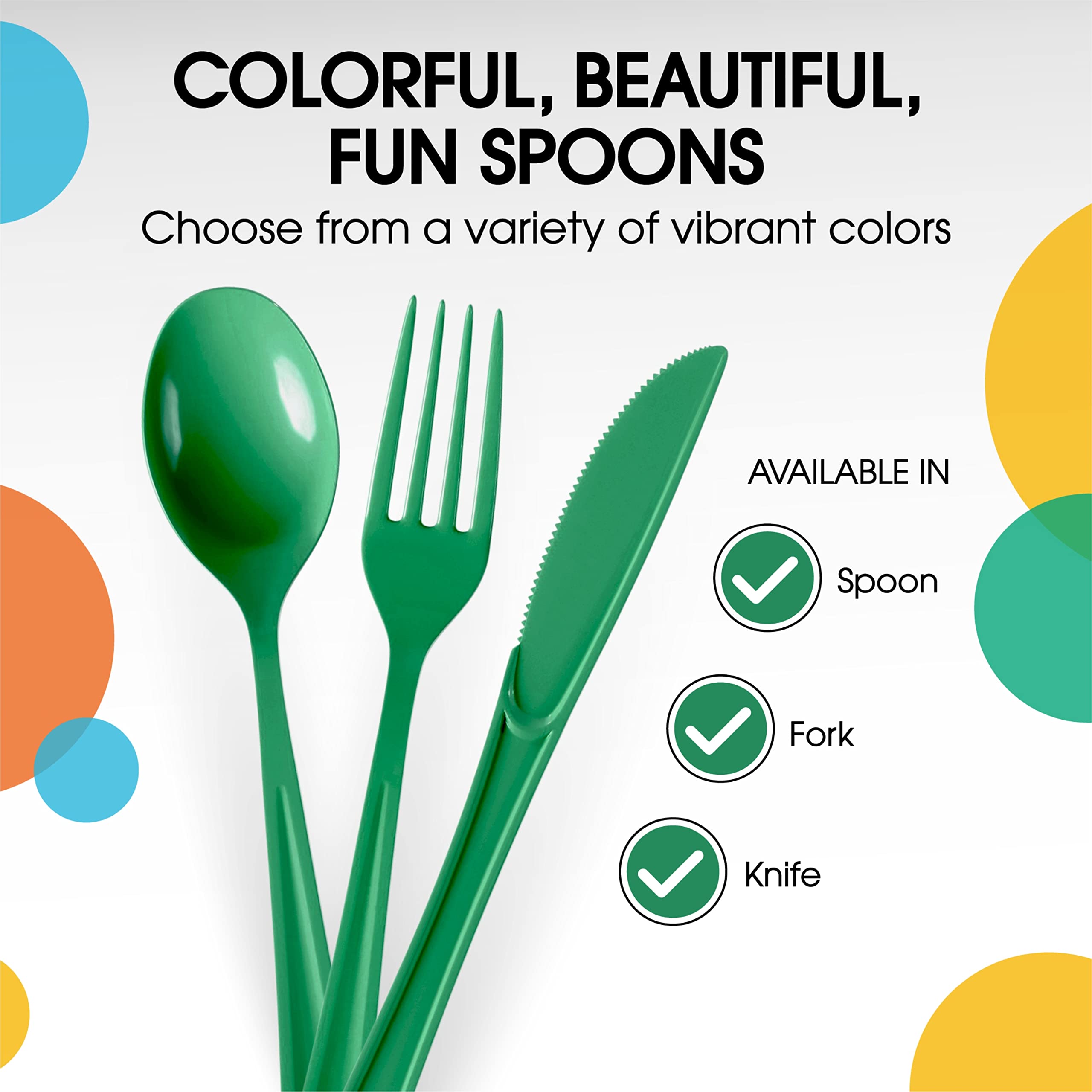 Heavy Duty Emerald Green Plastic Spoons | 1200 Count