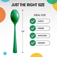 Heavy Duty Emerald Green Plastic Spoons | 1200 Count