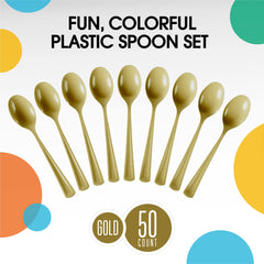 Heavy Duty Gold Plastic Spoons | 1200 Count