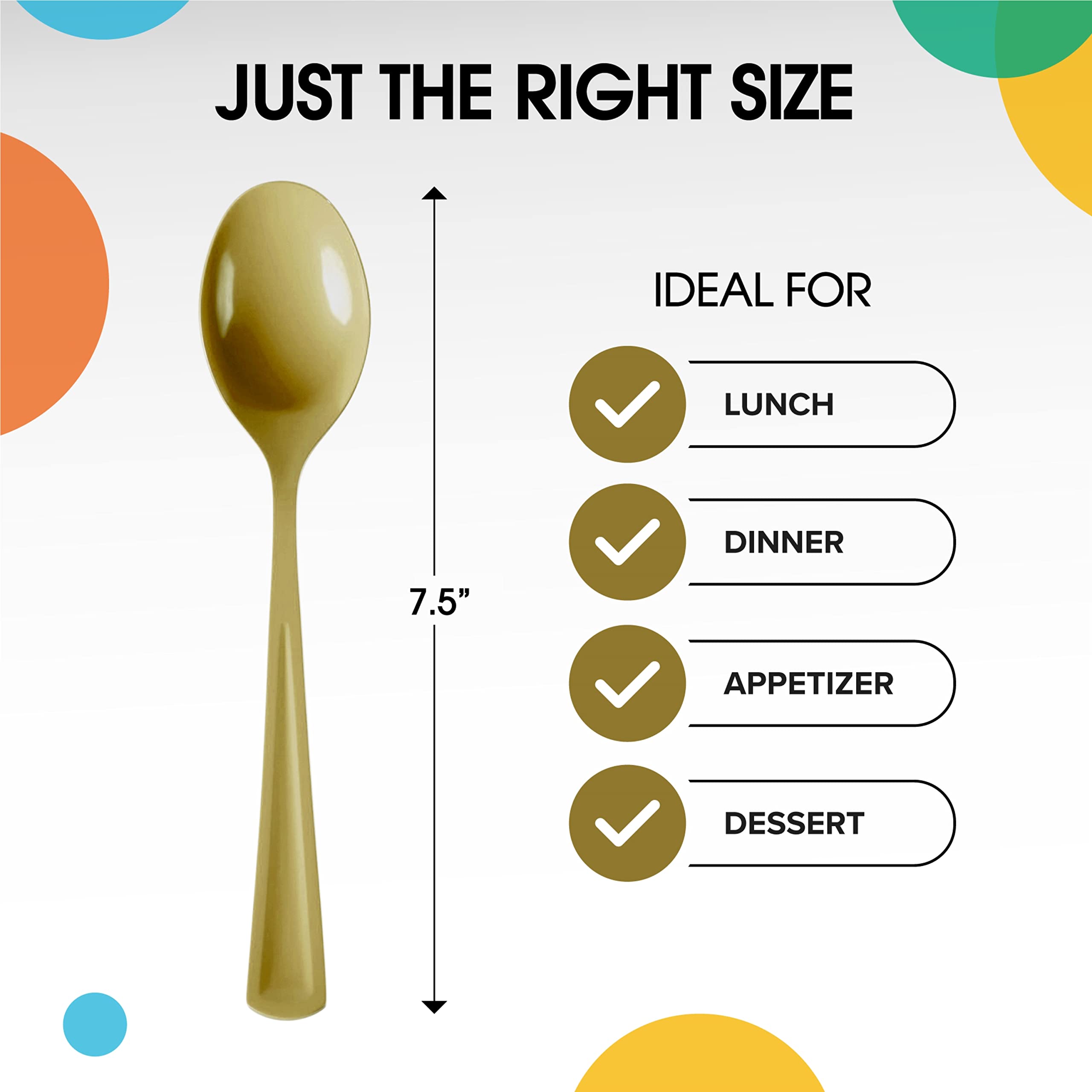 Heavy Duty Gold Plastic Spoons | 1200 Count