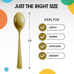 Heavy Duty Gold Plastic Spoons | 100 Count