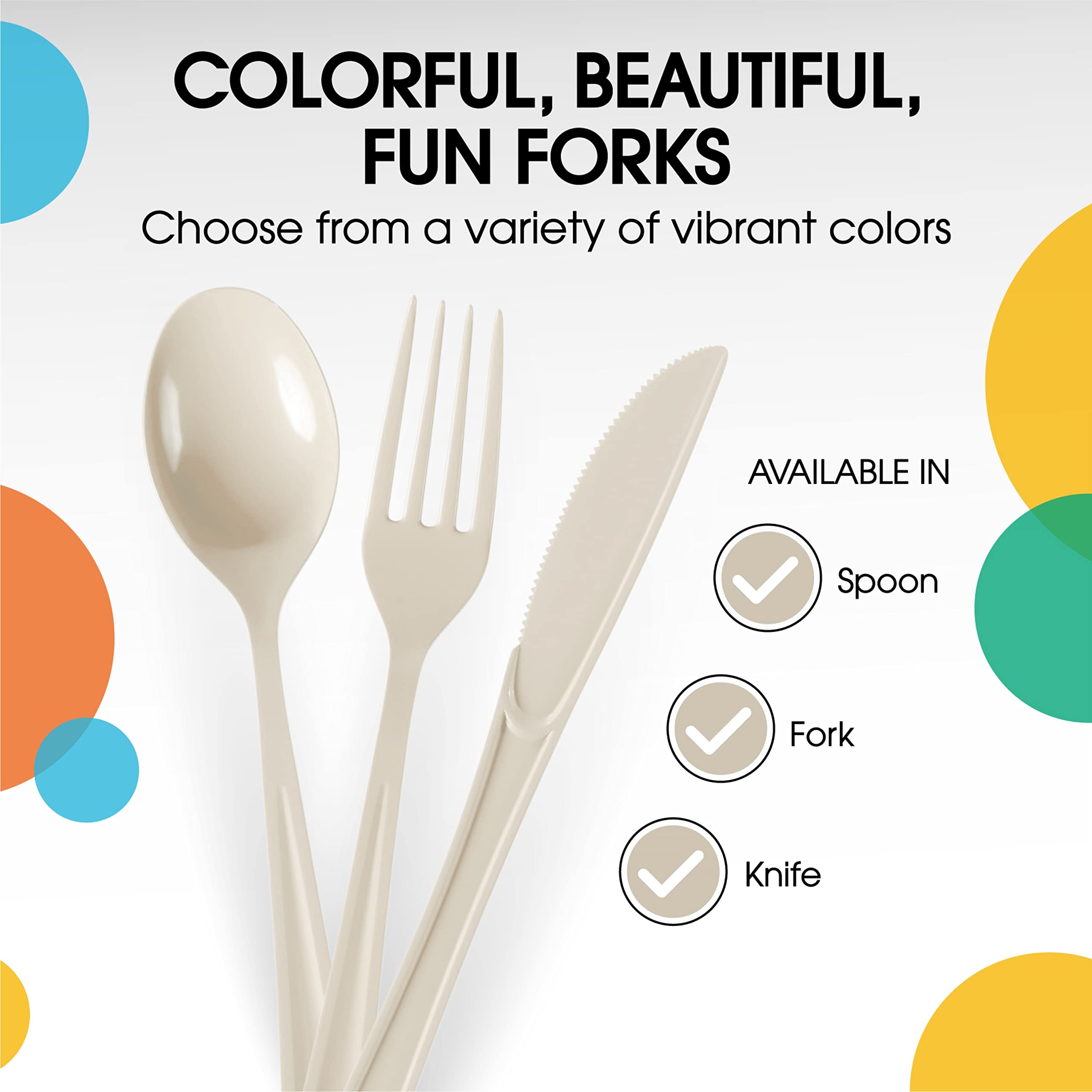 Heavy Duty Ivory Plastic Forks | 1200 Count