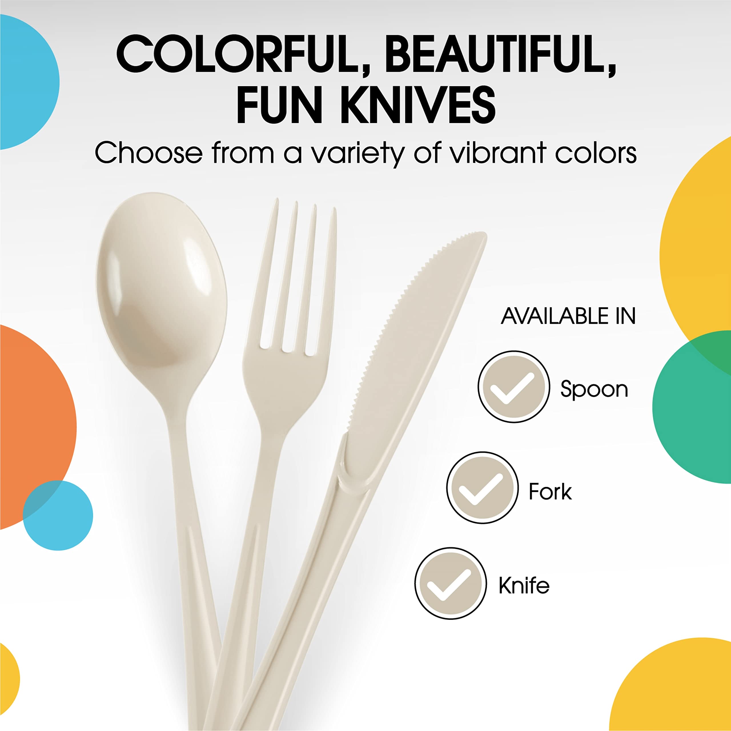 Heavy Duty Ivory Plastic Knives | 1200 Count