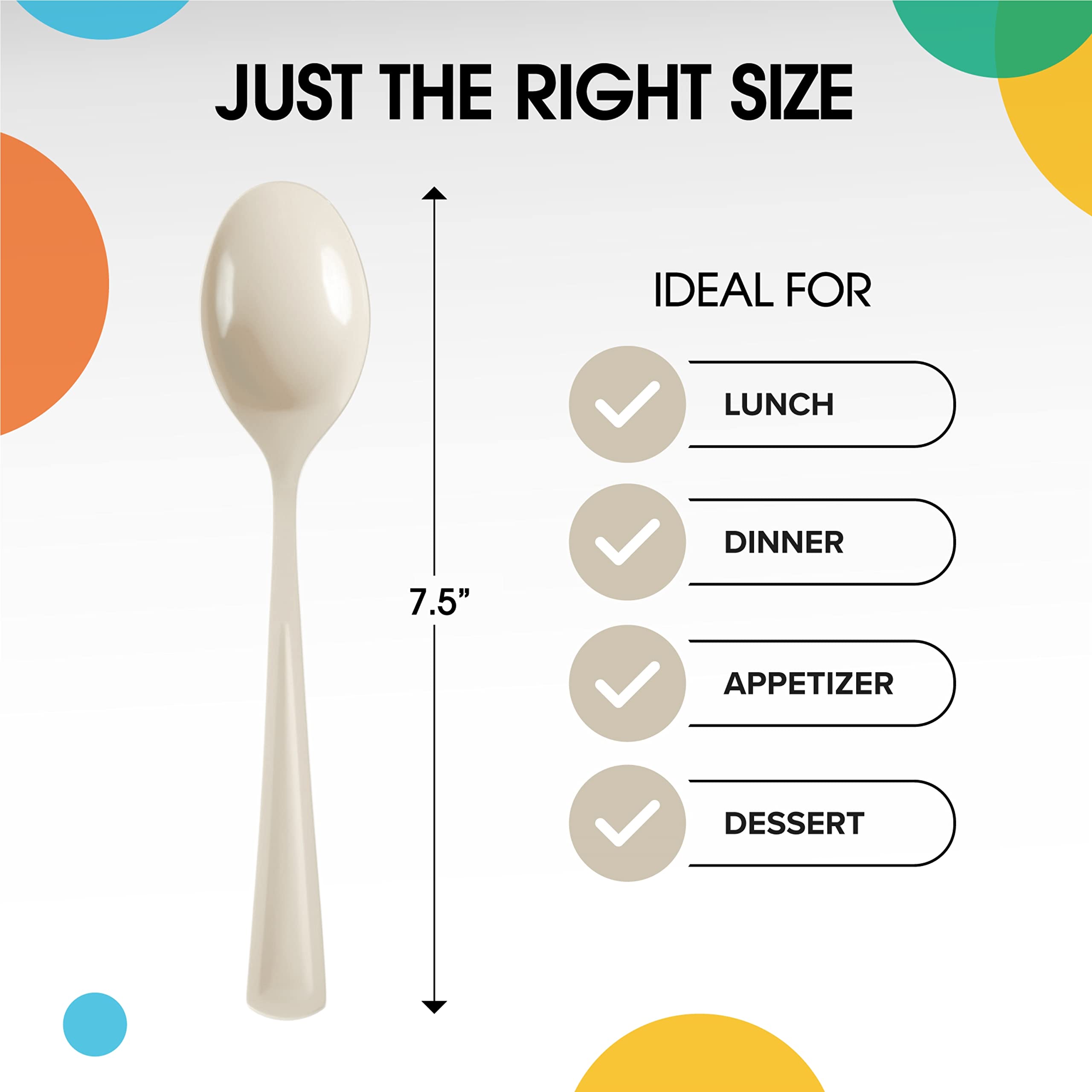 Heavy Duty Ivory Plastic Spoons | 1200 Count