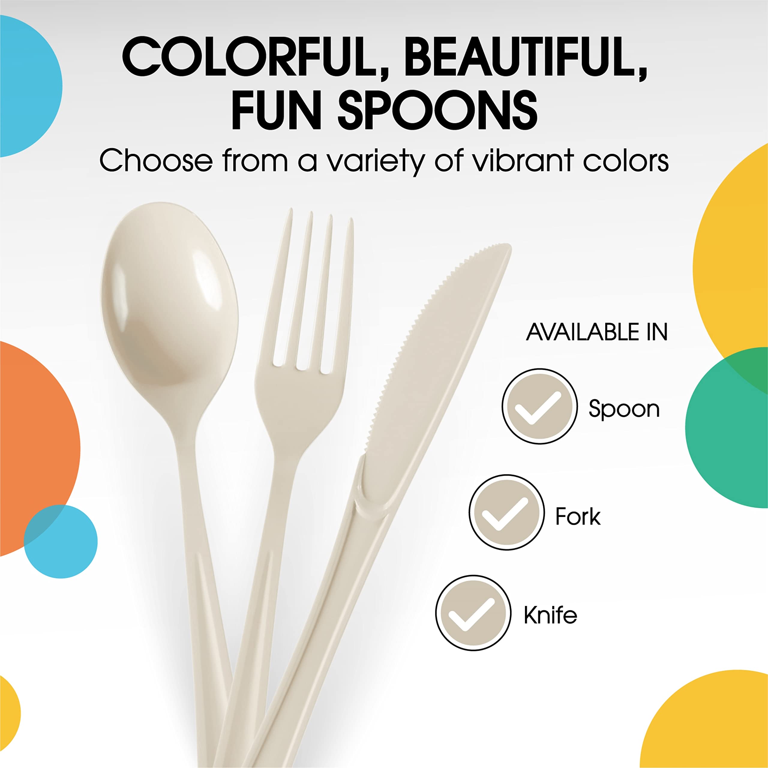 Heavy Duty Ivory Plastic Spoons | 1200 Count