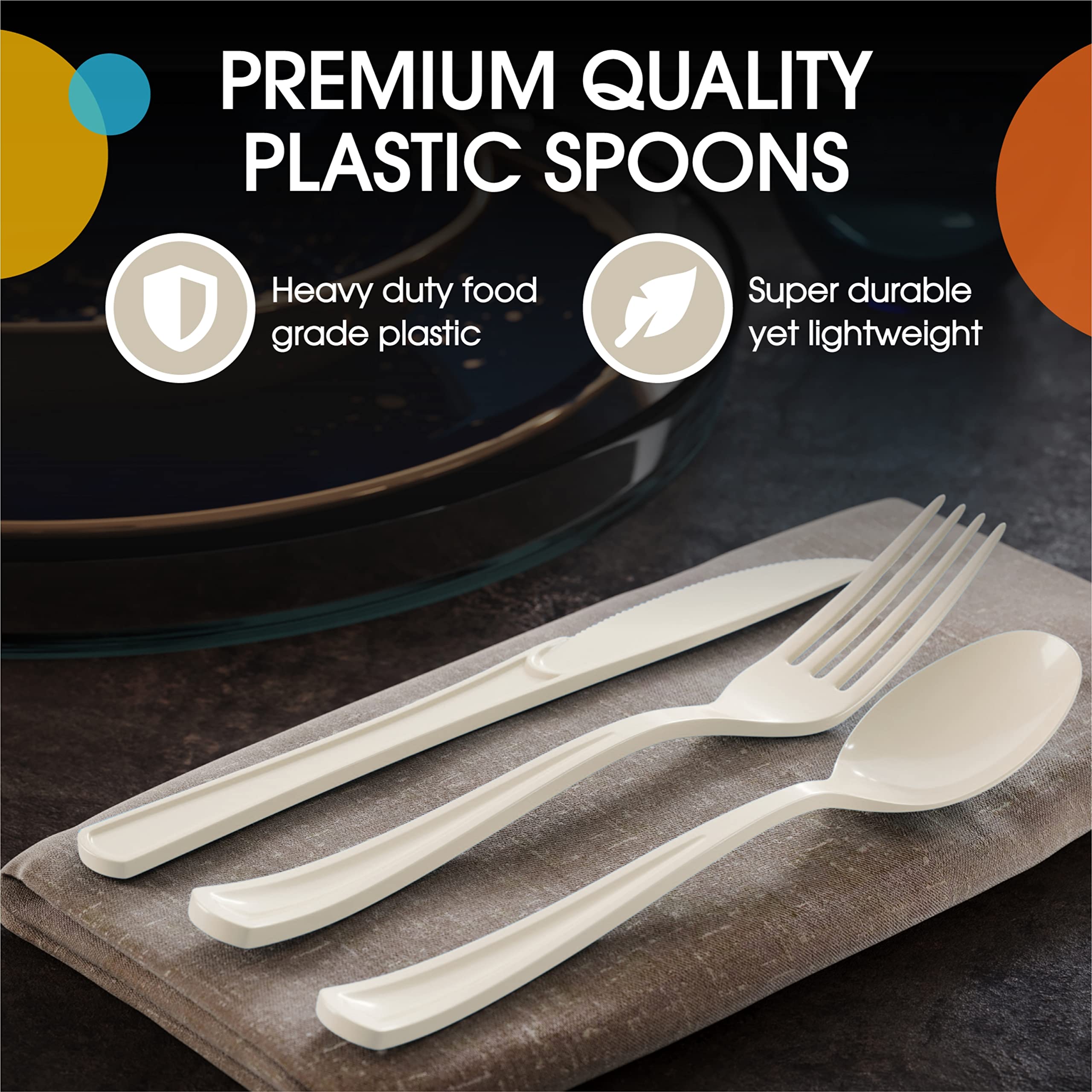 Heavy Duty Ivory Plastic Spoons | 1200 Count