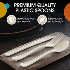 Heavy Duty Ivory Plastic Spoons | 100 Count