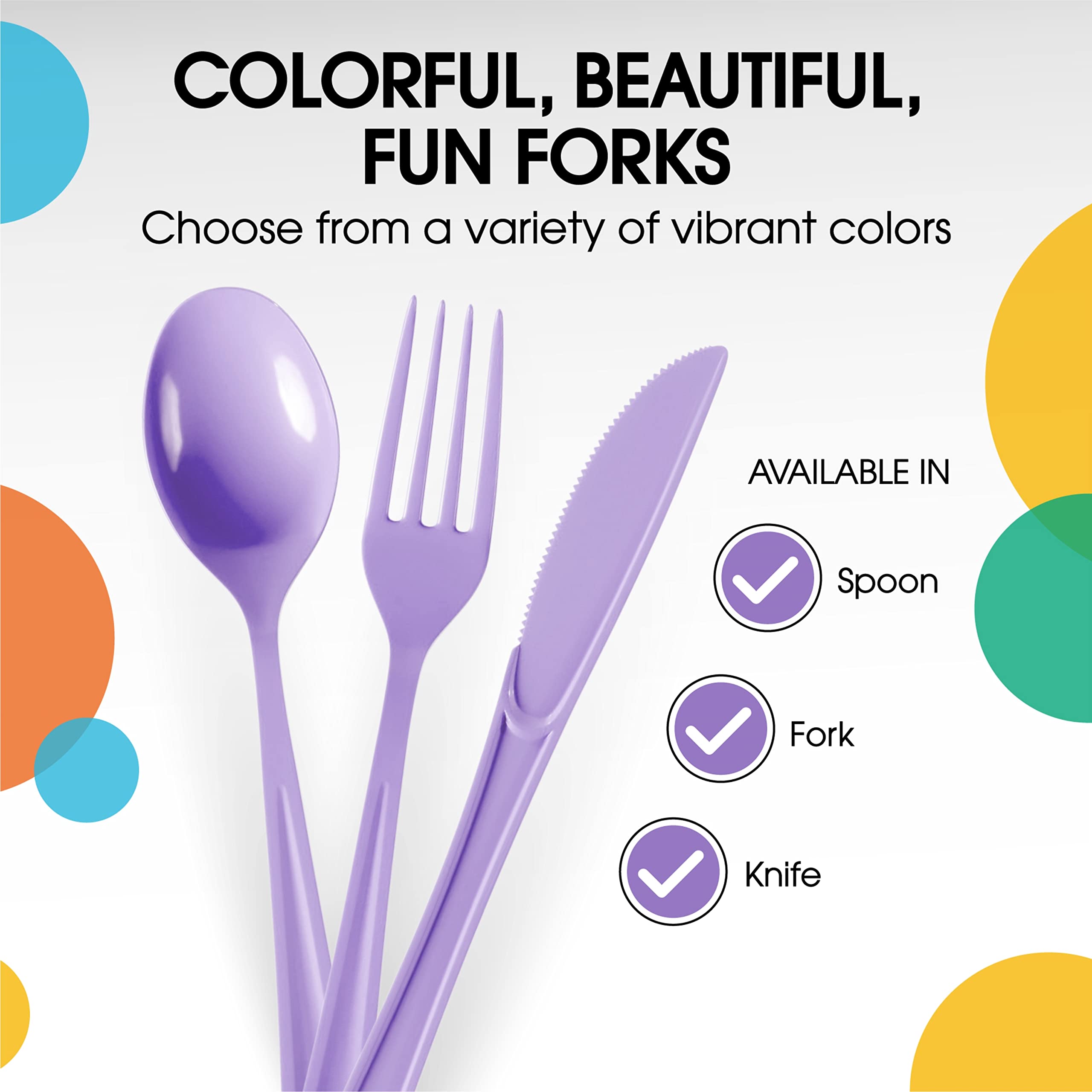 Heavy Duty Lavender Plastic Forks | 1200 Count