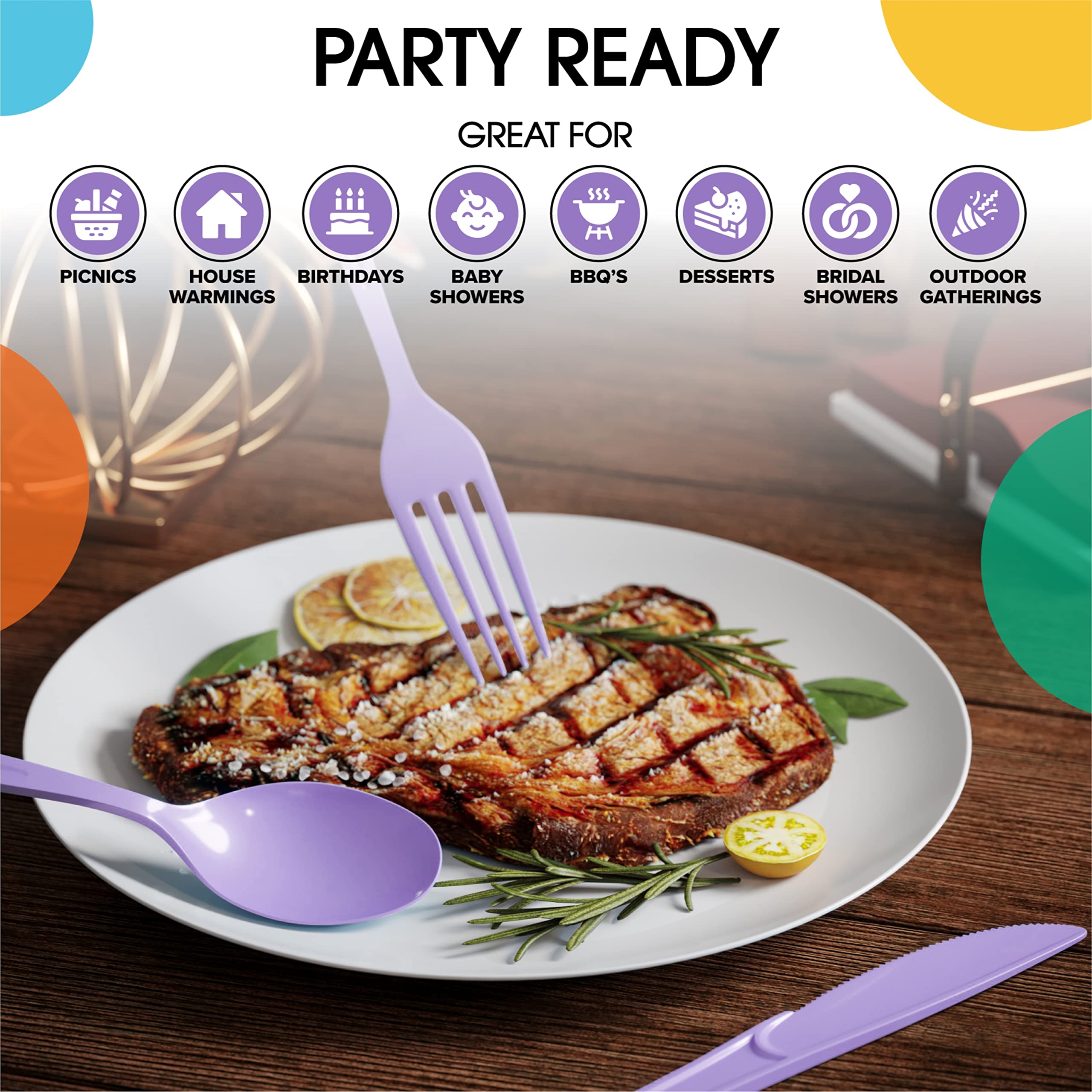 Heavy Duty Lavender Plastic Forks | 1200 Count