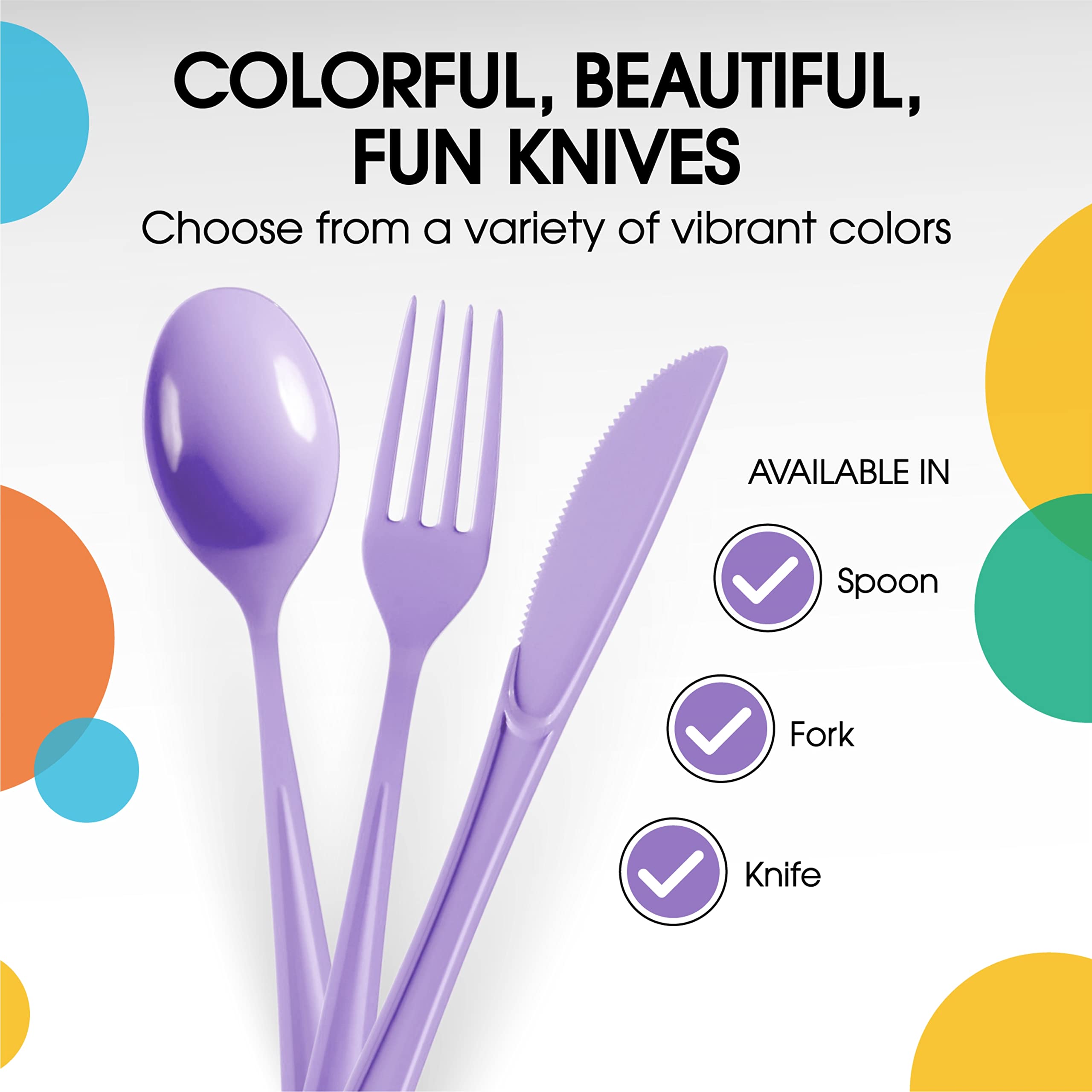 Heavy Duty Lavender Plastic Knives | 1200 Count