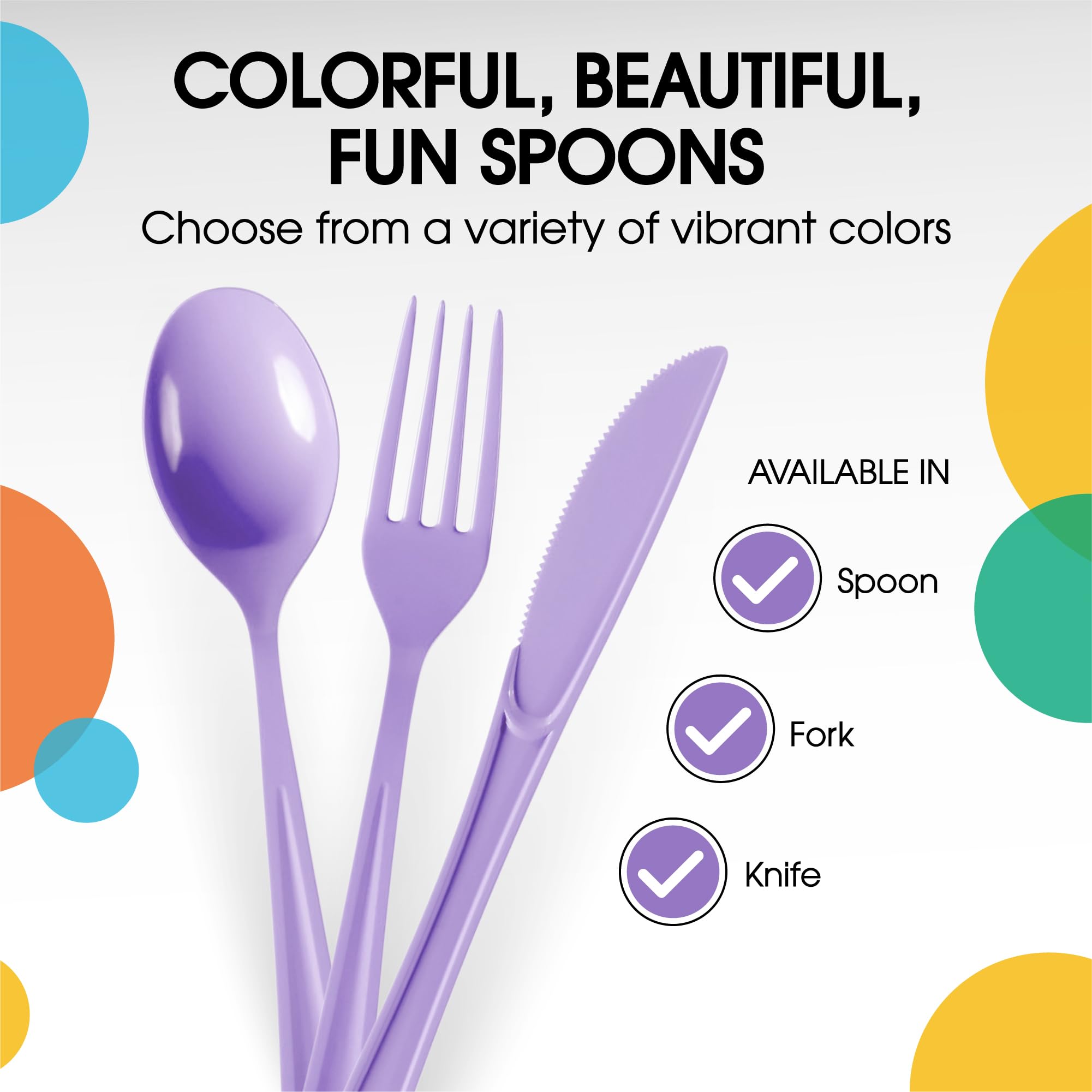 Heavy Duty Lavender Plastic Spoons | 1200 Count