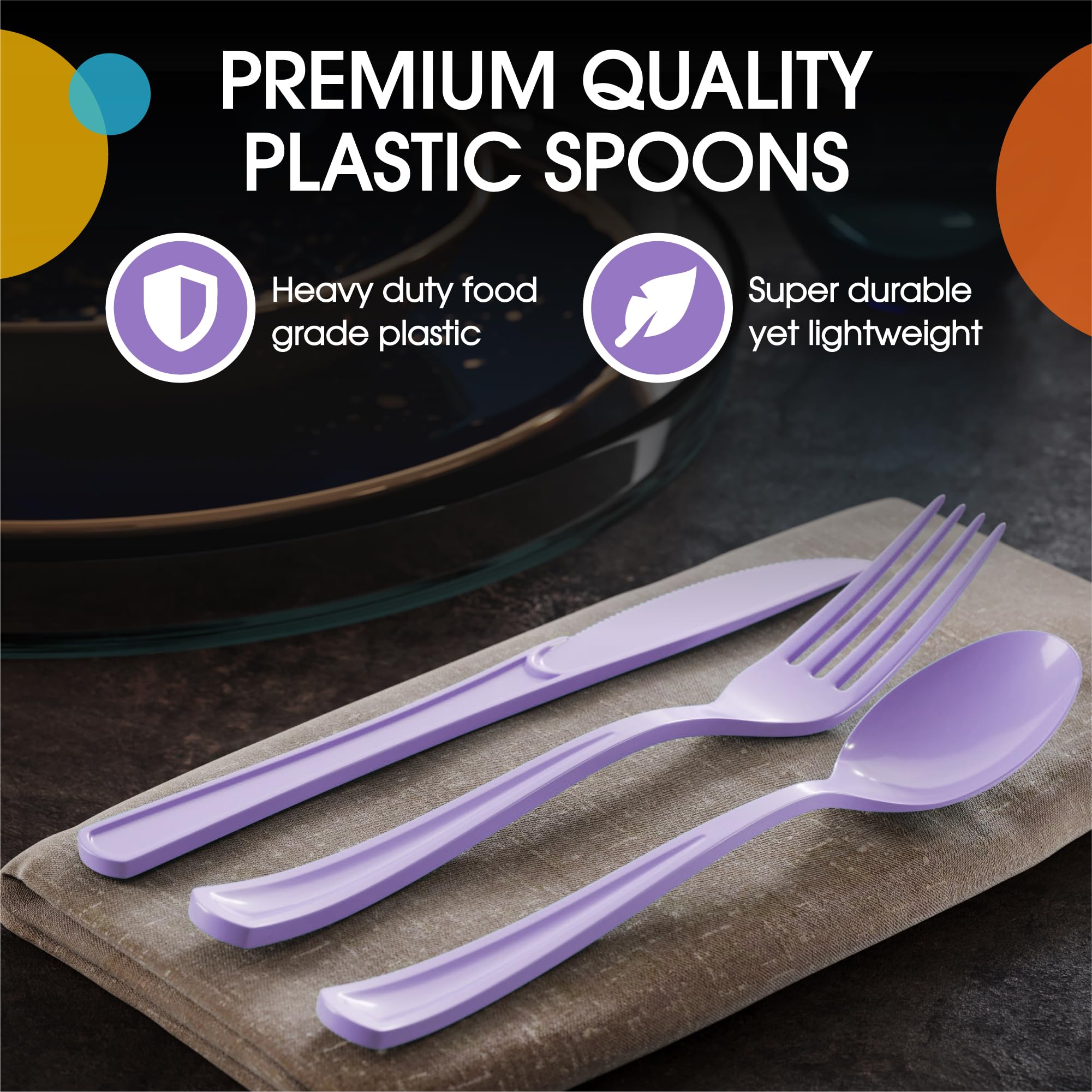 Heavy Duty Lavender Plastic Spoons | 1200 Count