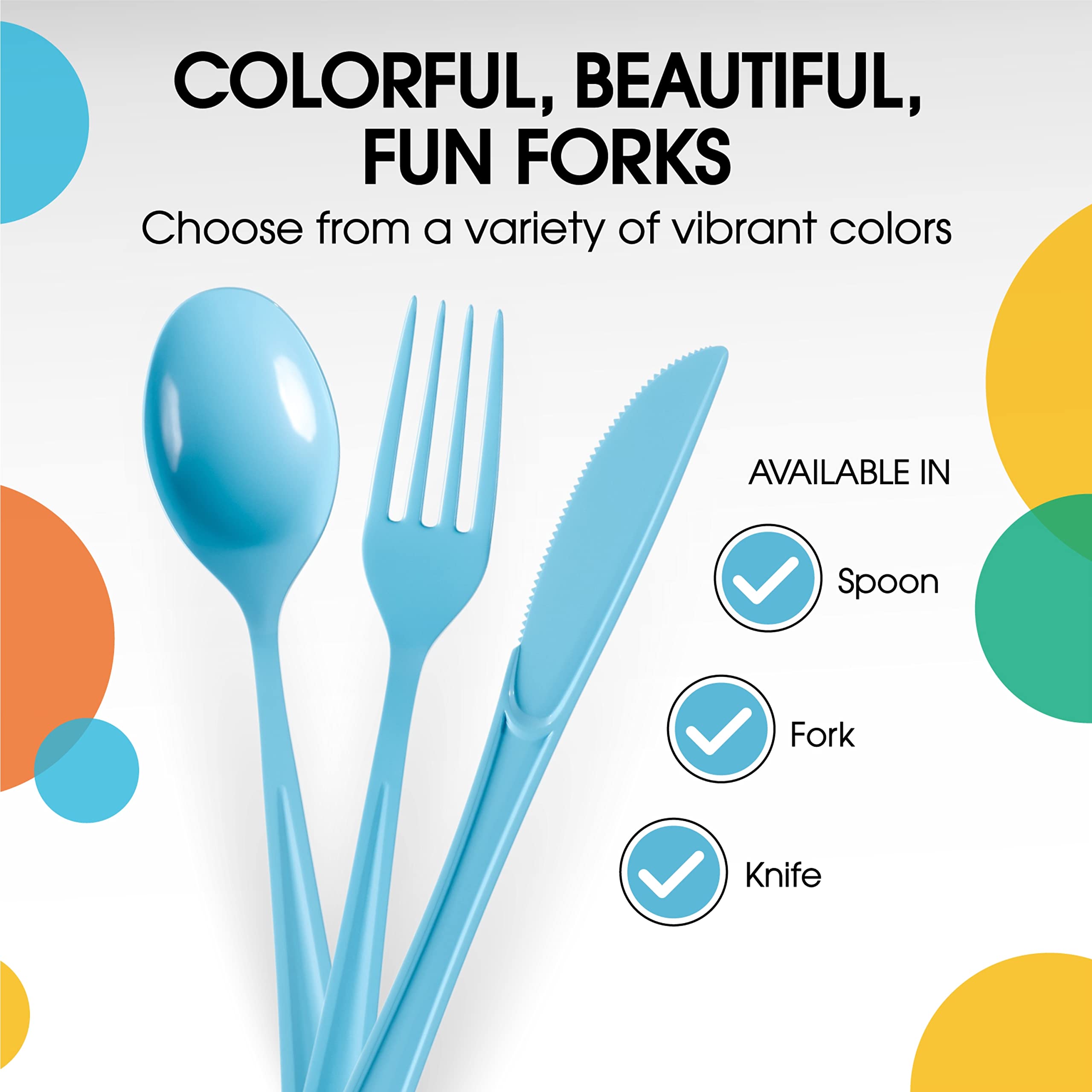 Heavy Duty Light Blue Plastic Forks | 1200 Count