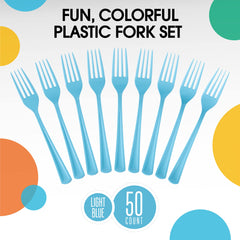 Heavy Duty Light Blue Plastic Forks | 100 Count