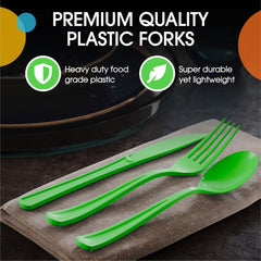 Lime Green Cutlery Combo Set - 50 Forks 50 Spoons And 50 Knives