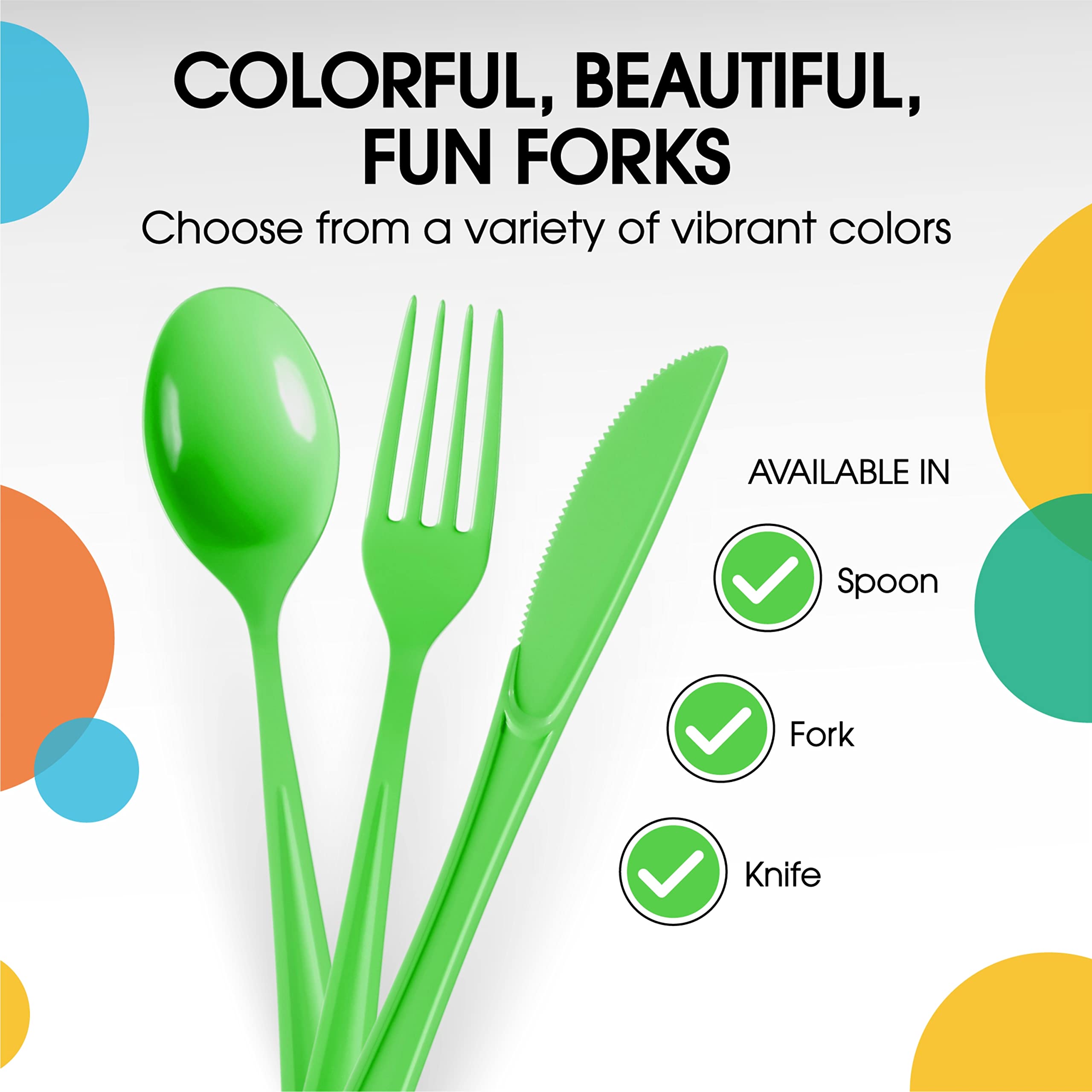 Heavy Duty Lime Green Plastic Forks | 1200 Count