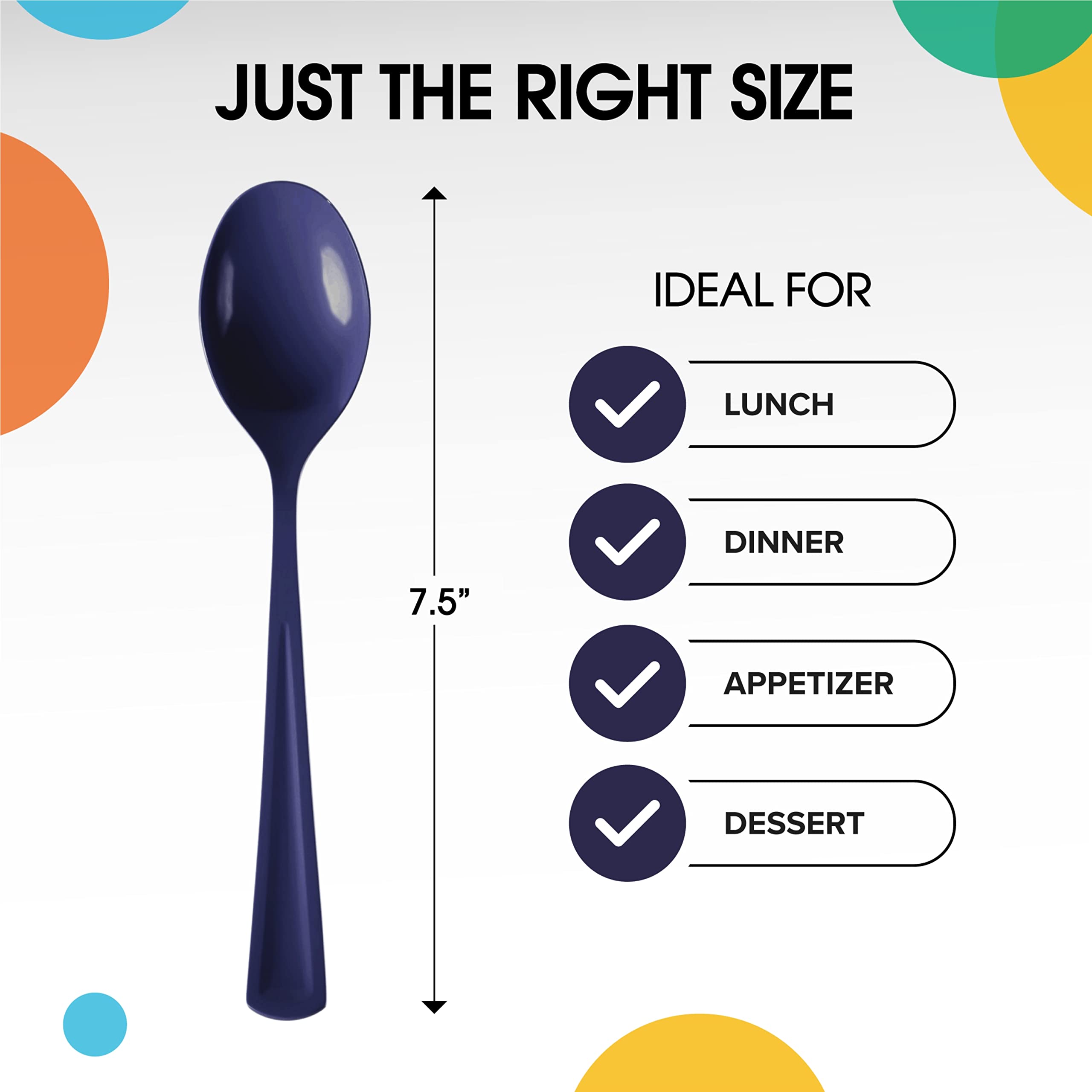 Heavy Duty Navy Plastic Spoons | 1200 Count