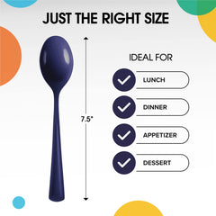 Heavy Duty Navy Plastic Spoons | 1200 Count