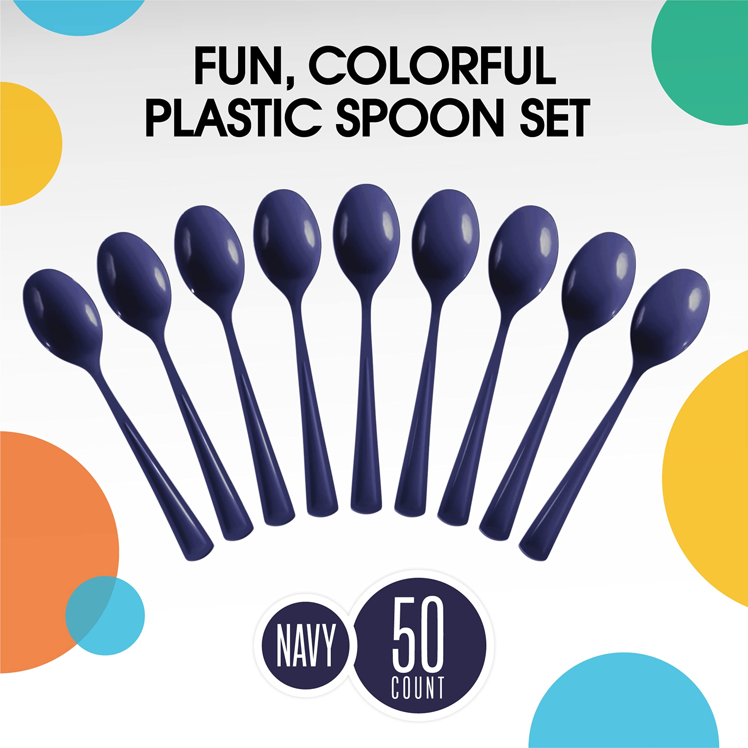 Heavy Duty Navy Plastic Spoons | 1200 Count